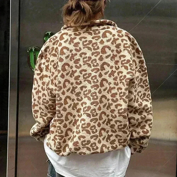 Apricot Casual Women's Leopard Print Basic Long Sleeve Sweatshirt - Picture 2 of 9